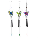 Pollinator Garden Wind Chime, Metal & Glass, Butterfly with Glass Dangle, 8.5", Asst of 3