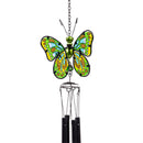 Pollinator Garden Wind Chime, Metal & Glass, Butterfly with Glass Dangle, 8.5", Asst of 3