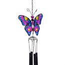 Pollinator Garden Wind Chime, Metal & Glass, Butterfly with Glass Dangle, 8.5", Asst of 3