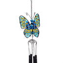 Pollinator Garden Wind Chime, Metal & Glass, Butterfly with Glass Dangle, 8.5", Asst of 3