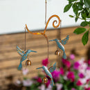 Cottage Garden Outdoor Hanging Decor, Metal Hummingbirds with Patina Finish
