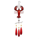 Blue Coastal Wind Chimr, Glass & Metal Lobster, 15"