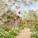 Cottage Garden Decorative Wind Chime, Metal, Ladybugs with Leaves