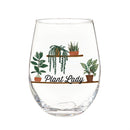Cottage Garden Wine Glass Stemless, "Plant Lady", 17oz, Gift Box