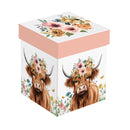 Petal & Plow Wine Glass Stemless, Farm Highland Cow, 17oz, Gift Box