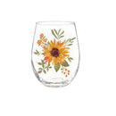 VivaStyle Sunflower Fields Wine Glass Stemless, 17oz, Gift box