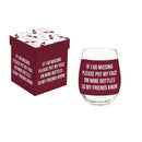 Wine Glass Stemless, If I Go Missing, 17oz, Gift Box