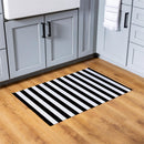 Black & White Vertical Stripes Washable Mat 24"x36"