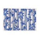 Chinoiserie Bow Blue Floral Stripe Washable Mat 24"x36"