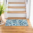 VivaStyle Gilded Meadow Washable Mat Blue Wildflowers, 24"Lx36"H