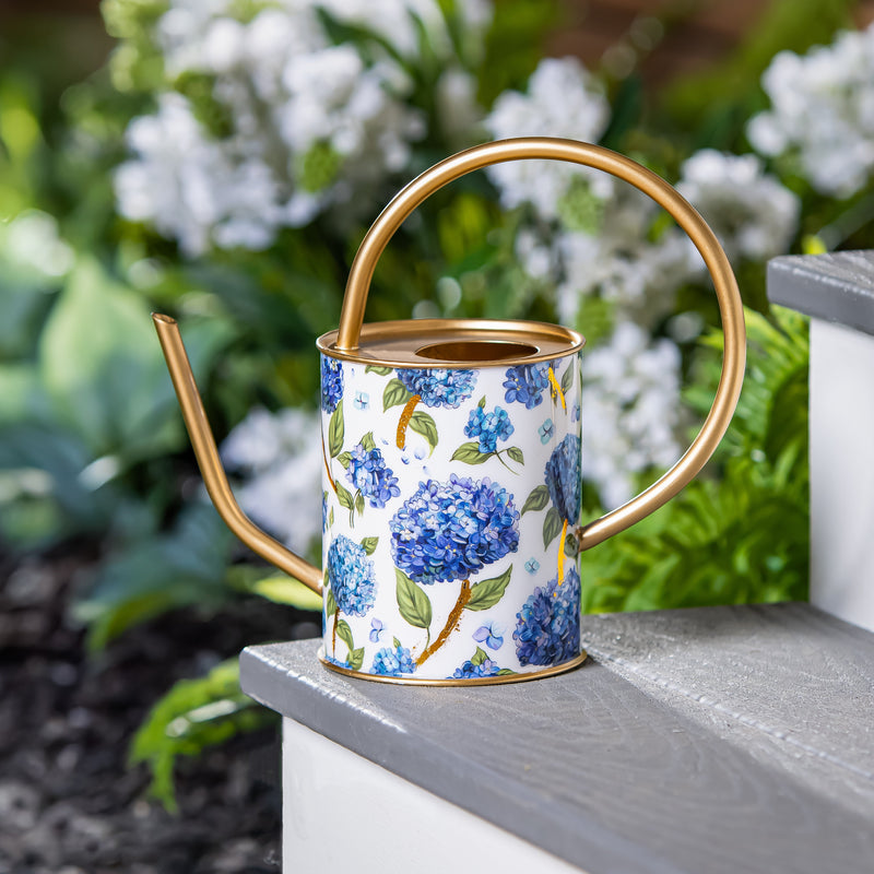 VivaStyle Watering Can, Printed Metal Watering Can, Hydrangea, 32oz