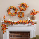 Harvest Blossom Wreath, Autumn Sunflower Mini Wreath, 15"