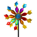 Cottage Garden Wind Spinner, Metal Colorful wheel Bloom, 73"H