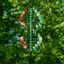 Cottage Garden Wind Spinner, Verdigris Ginkgo leaves Spinner, 90"H