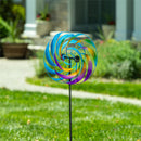Cottage Garden Wind Spinner, Colorful Spiral Wheel, 50"H