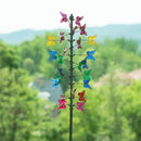Cottage Garden Wind Spinner, Metal Colorful Butterflies, 92"H