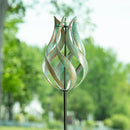 Cottage Garden Wind Spinner, Verdigris Vertical Spiral Spinner, 75"H
