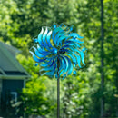 Cottage Garden Wind Spinner, Blue Swirl Bloom, 75"H