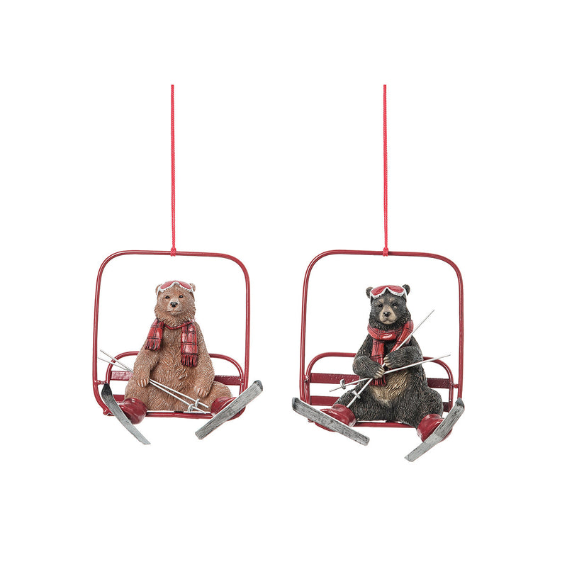 Bear Ski Lift Ornaments, A/2