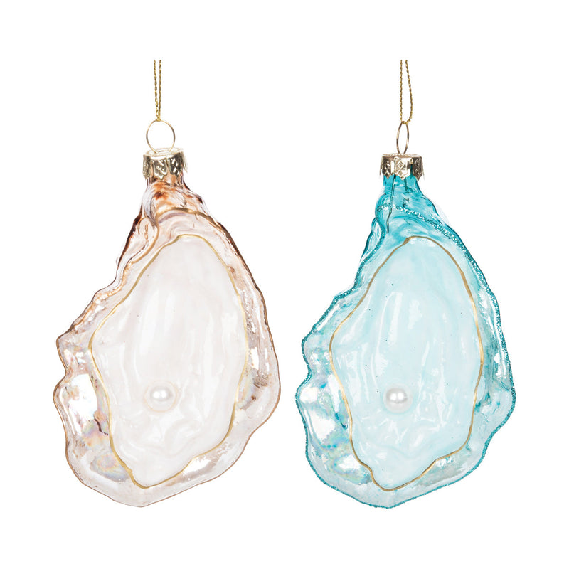 Blown Glass Oyster Shell Orn, A/2