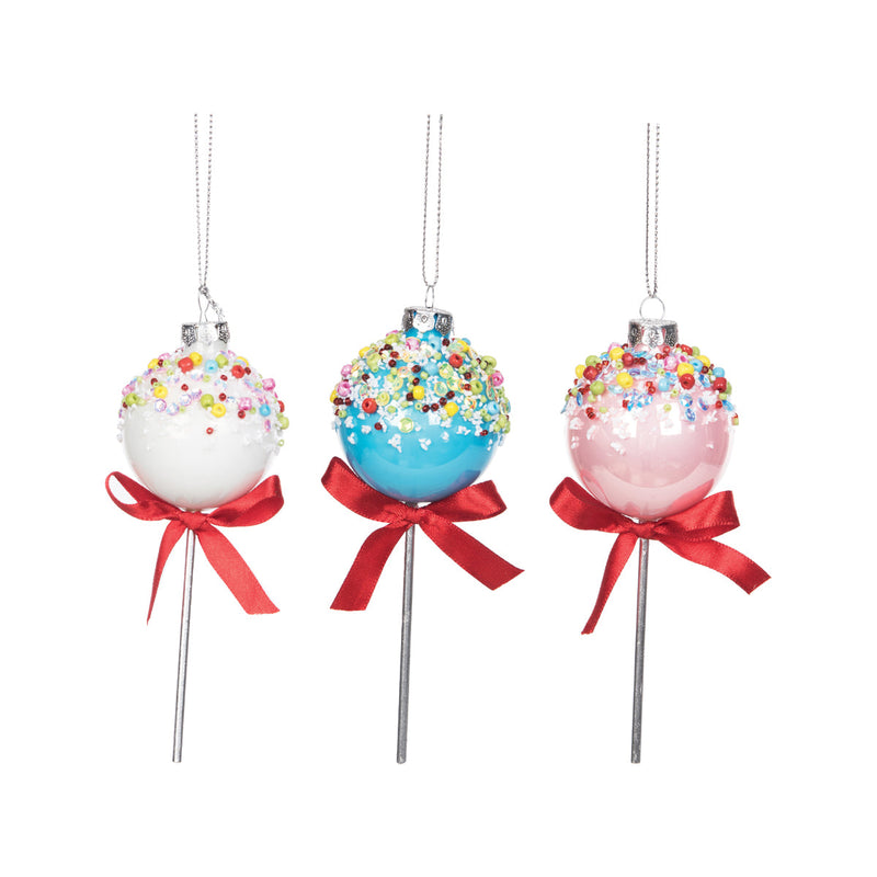 Blown Glass Cake Pop Orn, A/3