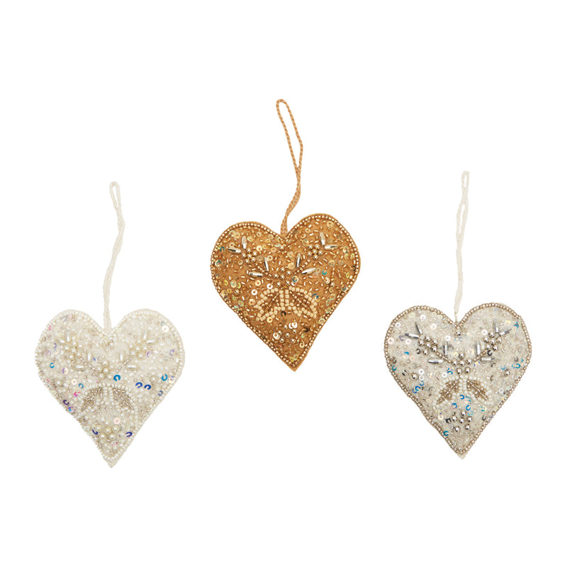 Metallic Shimmer Heart Orn, A/3