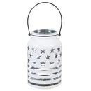 Red, White, & Bloom LED Table Decor Glass Lantern Patriotic Program, Asst of 3, 10"H
