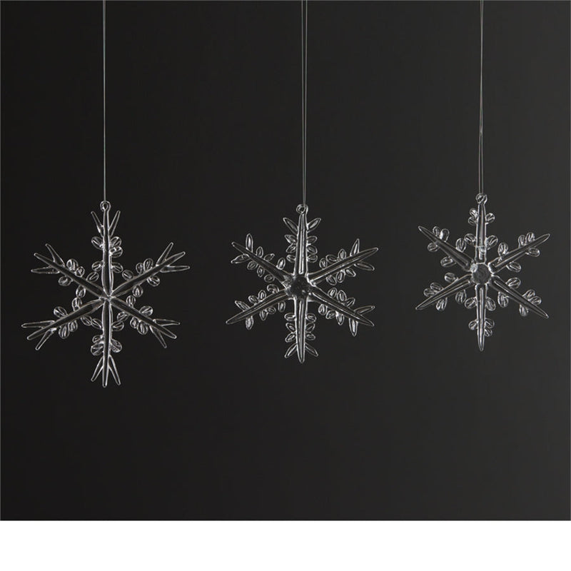 Napa Home Garden, ORGANIC SNOWFLAKE GLASS ORN ,SET OF 3,z1885cl