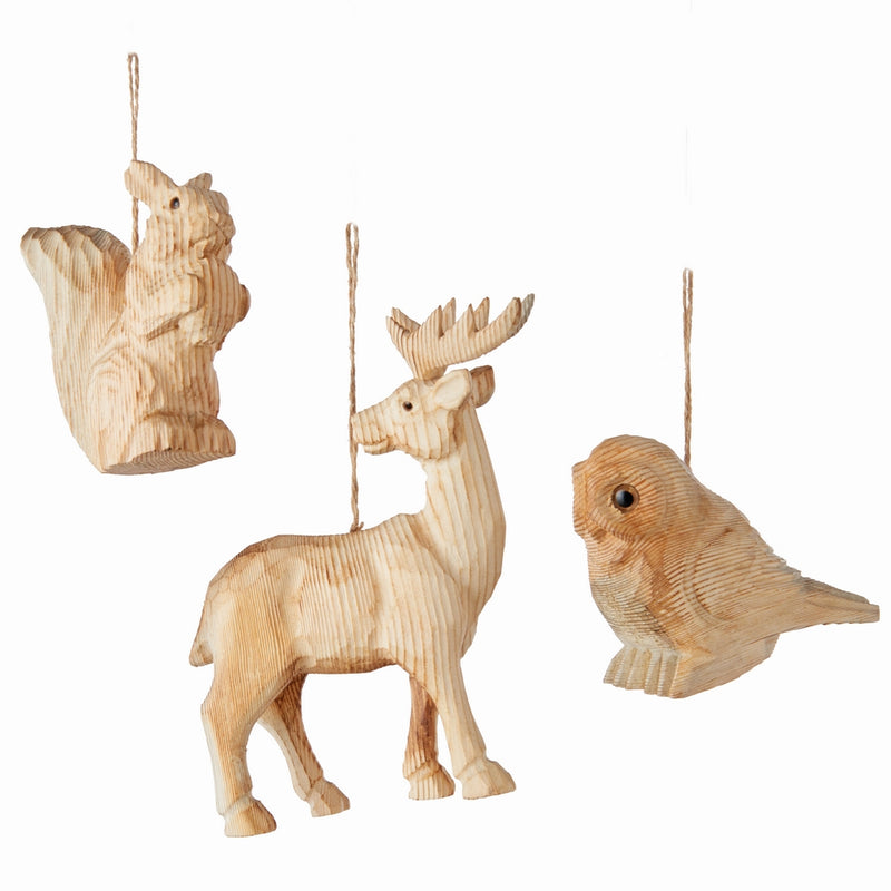 NAPA Home & Garden, WOODEN WOODLAND CREATURE ORNAMENTS, SET OF 3,Z4054NA