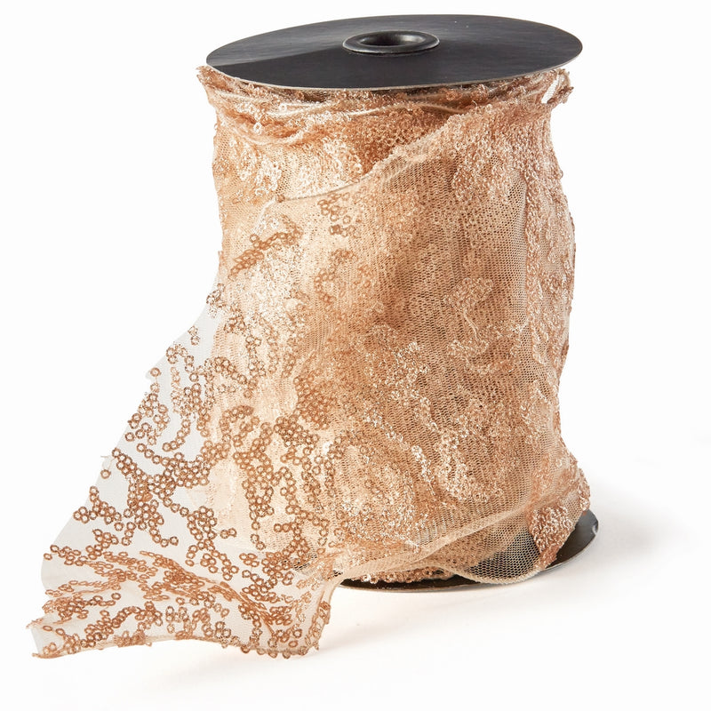 NAPA Home & Garden, SEQUIN SHEER RIBBON 6" X 5 YDS,Z4536CO