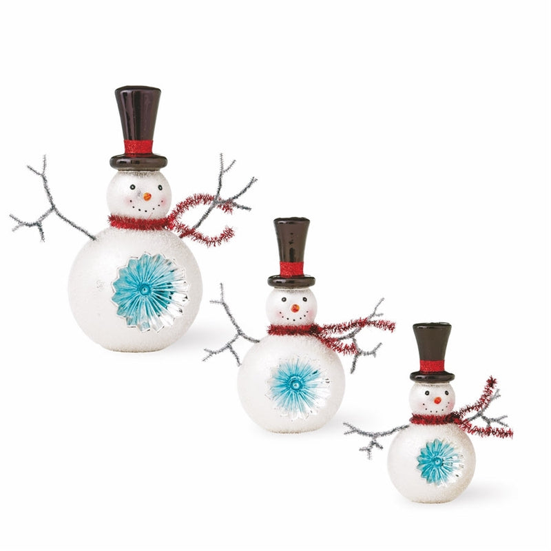 Napa Home Garden, GLASS SNOWMAN FAMILY ,SET OF 3 FRST/BLUE,z5121frb