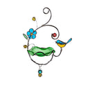 Stained Glass and Metal Hanging Bird Feeder, Blue Bird