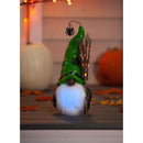 16"H LED Resin statuary, Black Witch  Gnome with Green hat
