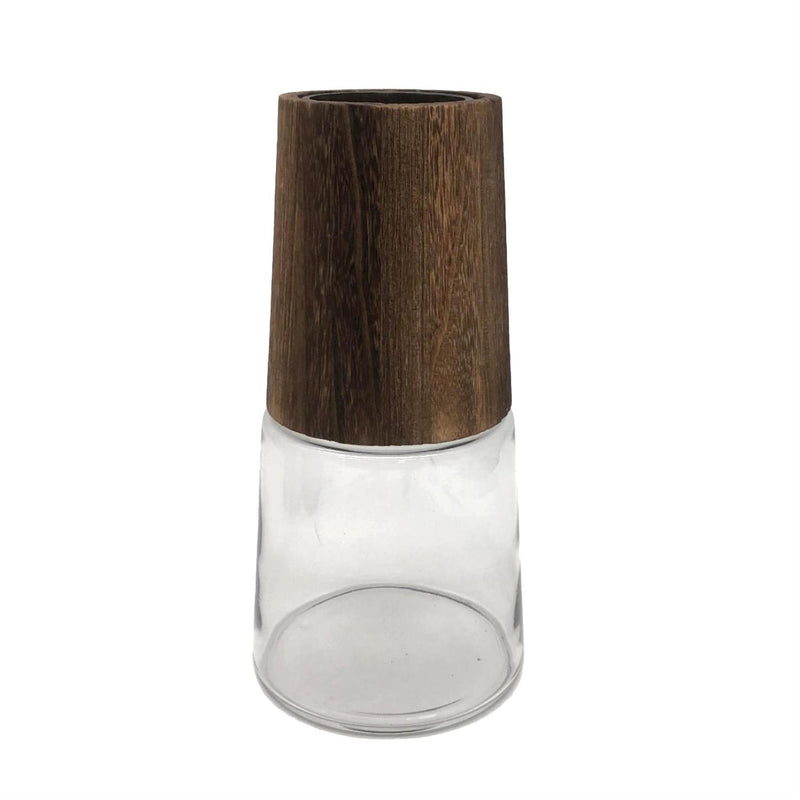 SDS 5.43X10.83 Glass Vase w dk Wood