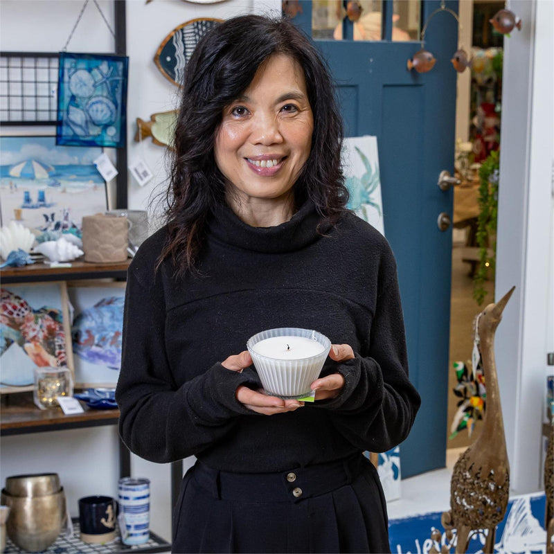 SDS HD 7oz Ribbed Cupcake Glass Candle Bright White