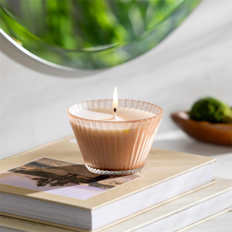 SDS HD 7oz Ribbed Cupcake Glass Candle Rose Smoke