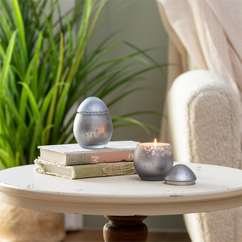 Bunny Blooms Egg Mercury Glass Candle Ancient Water