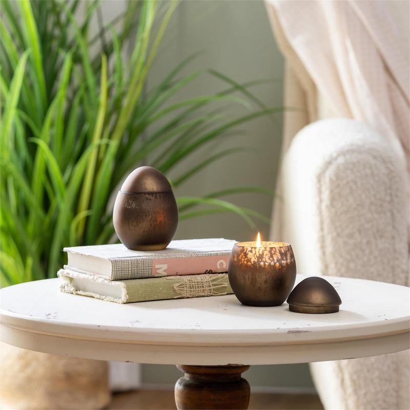 Bunny Blooms Egg Mercury Glass Candle Cocoa