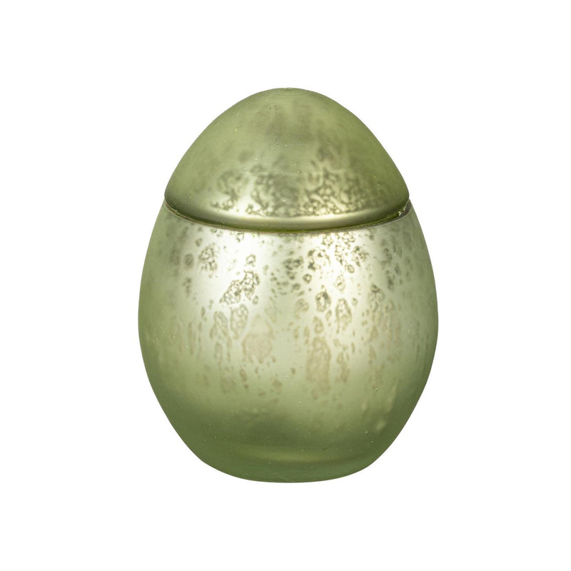 Bunny Blooms Egg Mercury Glass Candle Smoke Green