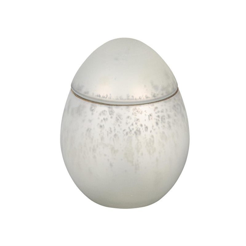 Bunny Blooms Egg Mercury Glass Candle Bright White