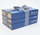 LED Resin tabletop décor, blue book with ribbon