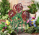 Metal 5 Panel Garden Stake, Rose