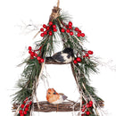 Snowbirds Swag, Bird Perched Hanging Artificial Decor, 22"H