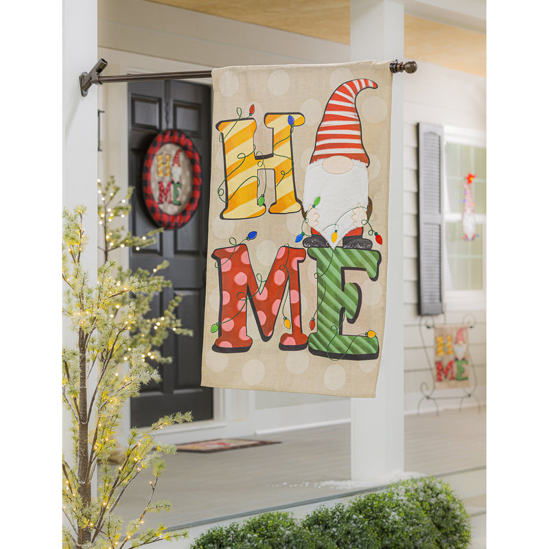 Home Gnome House Burlap Flag,13b10583