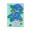Welcome Home Hydrangeas Burlap House Flag,13b11779