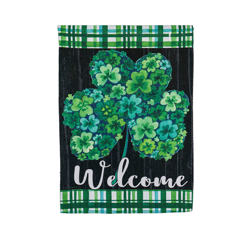 Shamrock Flowers House Textured Suede Flag,13es10189
