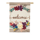 Fall Stripes Welcome House Linen Flag,13l9346bl