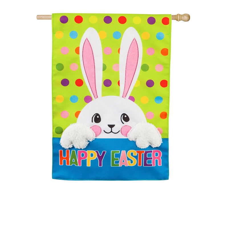 Polka Dot Easter Bunny House Linen Flag,13l9473