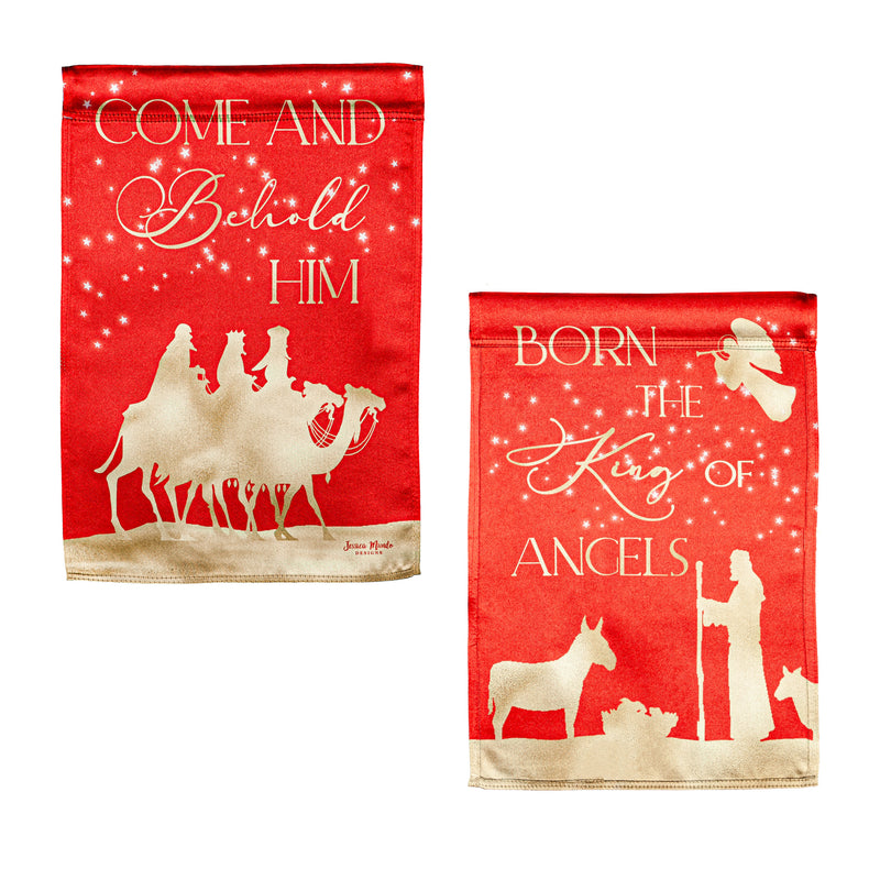 Red and Gold Christmas Night  Lustre Reversible House Flag,13lu10621fb
