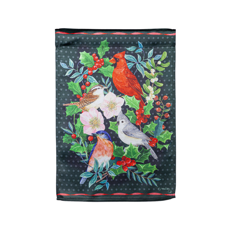 Winter Bird Friends Lustre House Flag,13lu11080